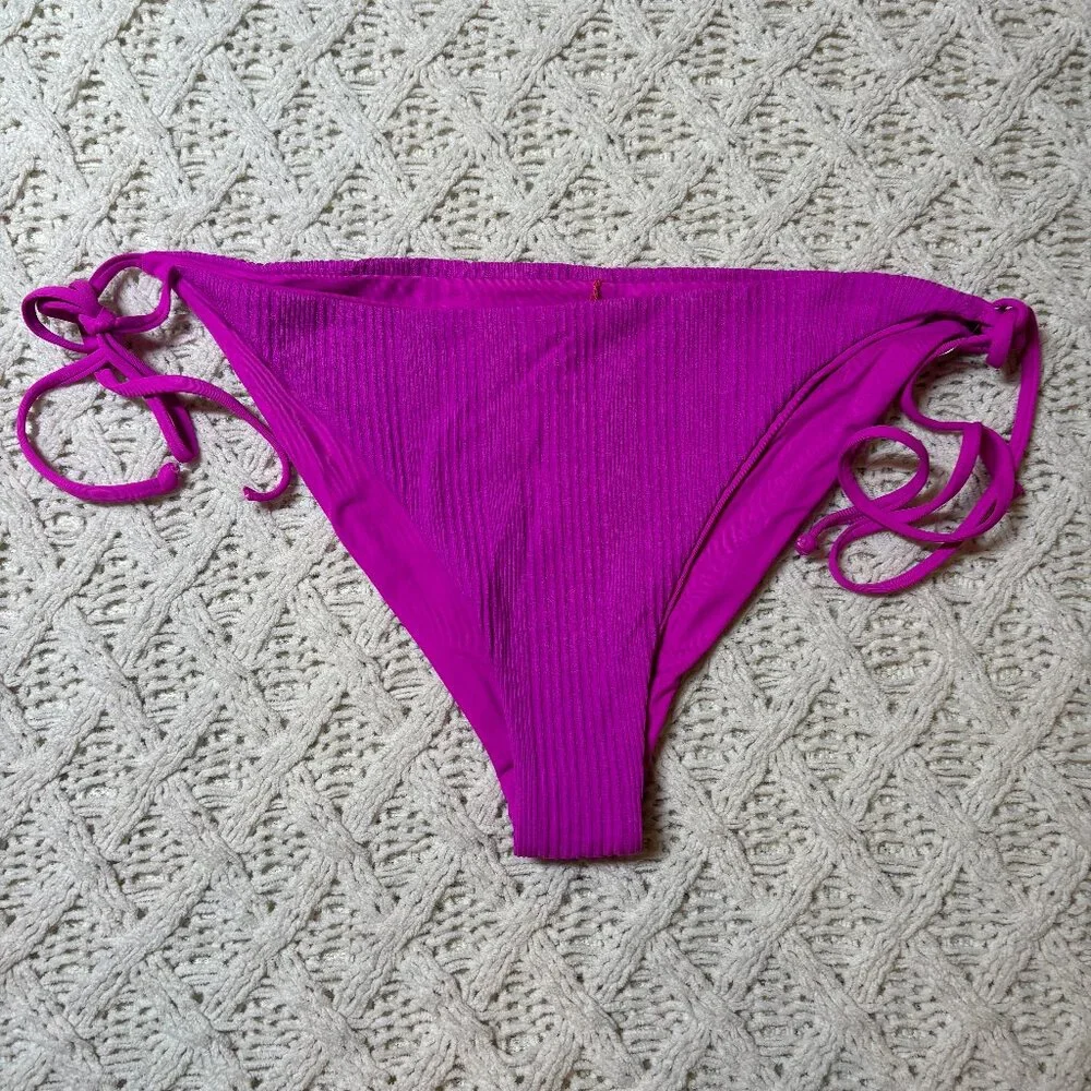 L*Space Ribbed Tie-Side Bikini Bottom Magenta Purple – XL-NWOT w/hygiene sticker